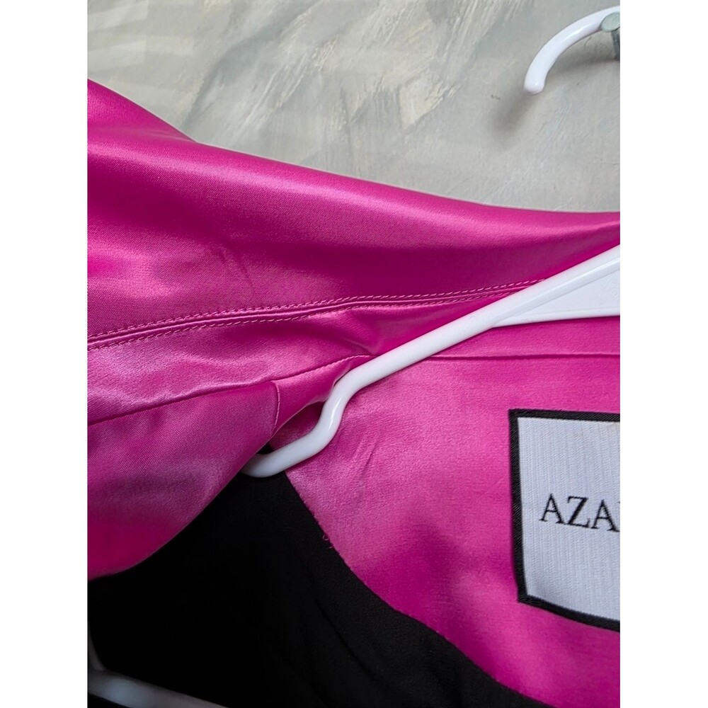 Azalea Wang Pink Satin Single Button Closure Long Line Blazer Sz L - Picture 13 of 13